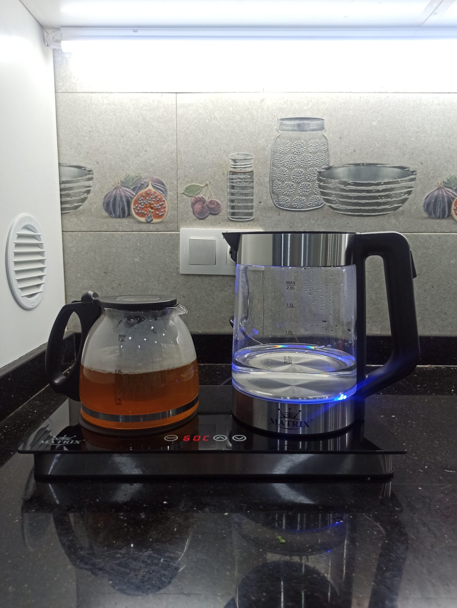 Bouilloire électrique avec théière et Cafetière 3en1 MATRIX 2L en verre
