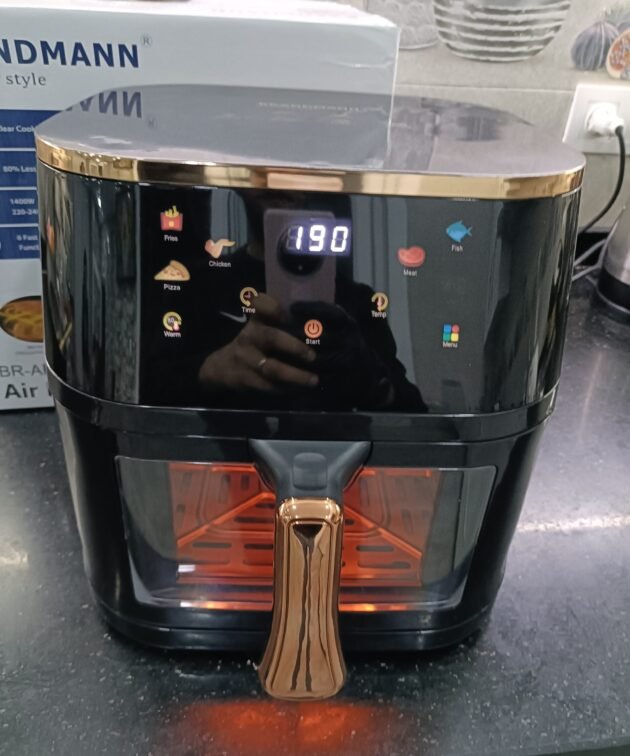 Friteuse sans huile Airfryer 8 litres BRANDMANN Originale avec 8 prereglages et une lampe Avec Fenêtre Visible