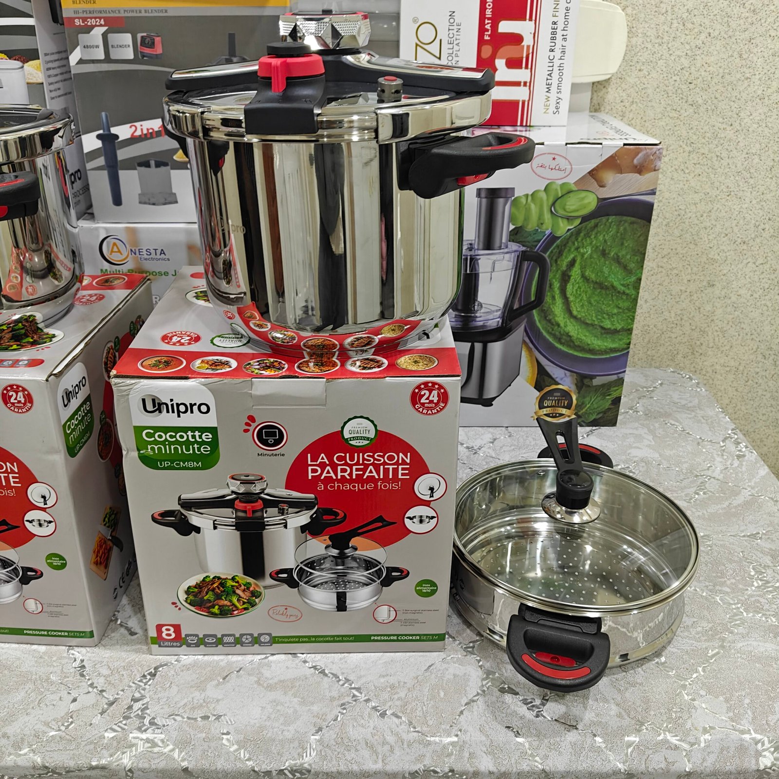 Cocotte-Minute Unipro avec couscoussier – Inox 18/10 ( disponible en 6litre et 8litres ) – Image 3