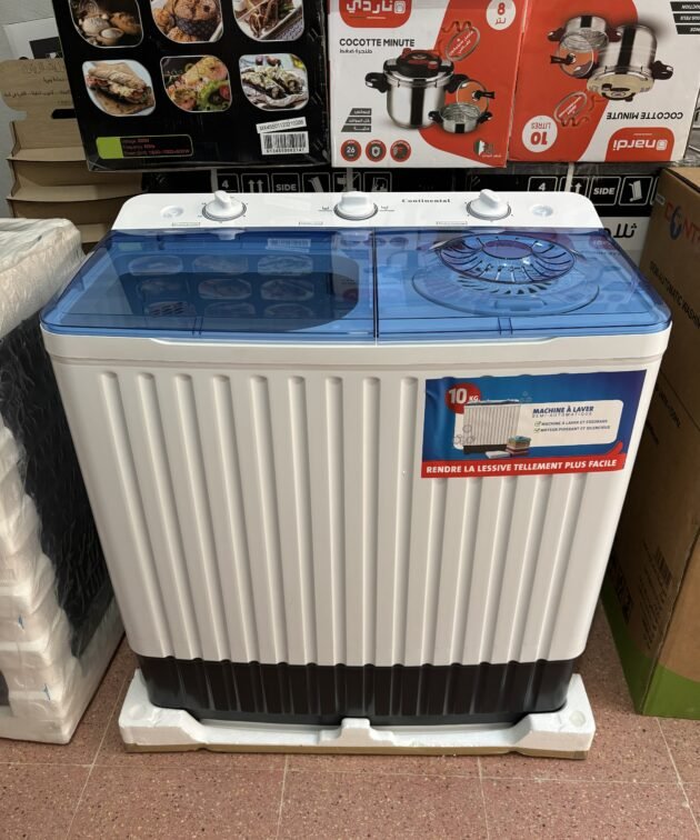 Machine à laver Semi-Automatique Continental 10KG Double Bac – lavage, rinçage et essorage avec moteur puissant et silencieux